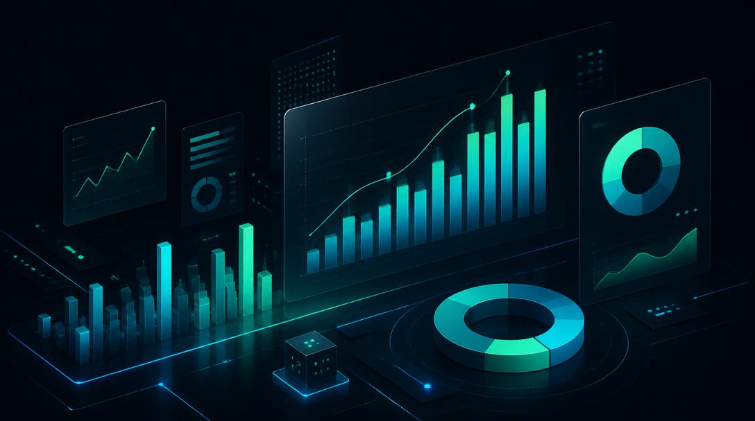 Abstract analytics dashboards and charts representing Power BI integration